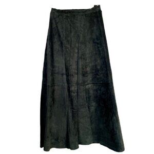 CHICOS Black Suede Leather A-Line Skirt - Size 2 (L/12)
